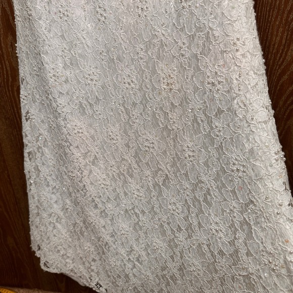 Galina Strapless Ivory Lace Beaded Relaxed Wedding Dress Sz 4 Formal Bridal Gown - Picture 4 of 16